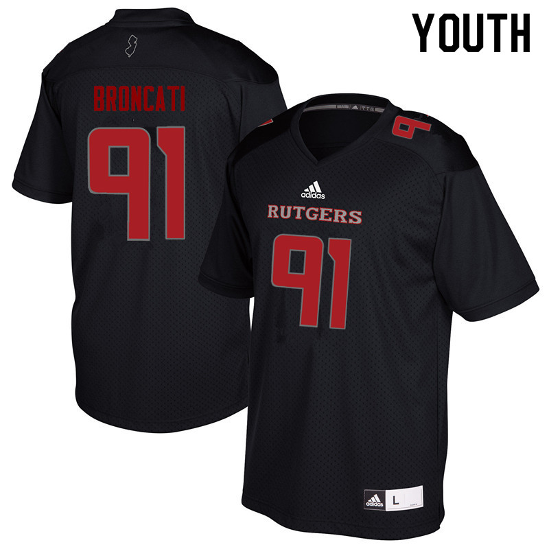 Youth #91 David Broncati Rutgers Scarlet Knights College Football Jerseys Sale-Black